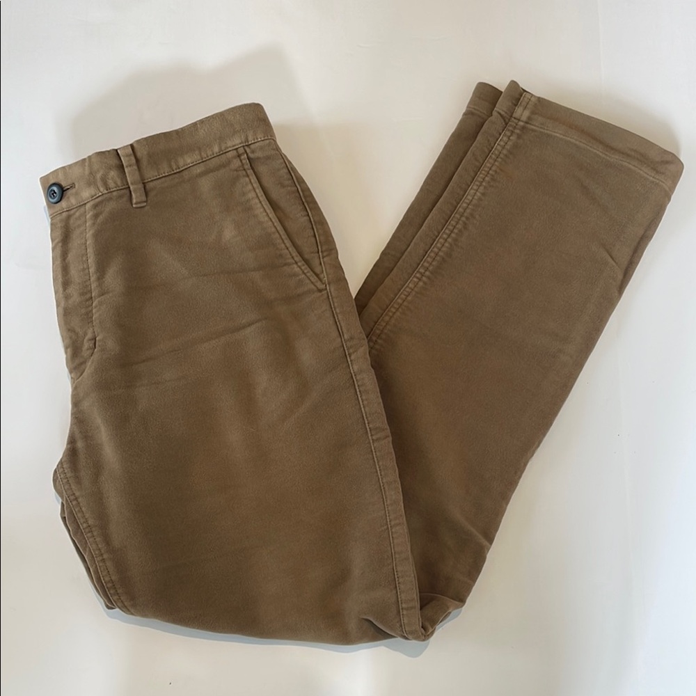 Jack Spade Tan Chinos Classic Straight-Leg Suede-Like Fabric Waist 33